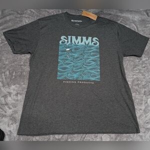 Simms Charcoal and Aqua Swim Tee Sz: L NWT